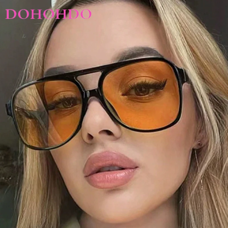 

Vintage Classic Oversized Frame Twin Bridge Pilot Women Sunglasses Brand Design Luxury Men Sunglass Driving Hiking Eyewear UV400