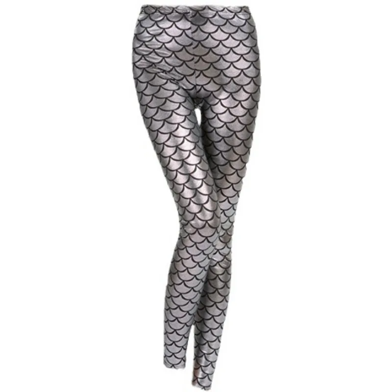 인어 비늘 레깅스 여성용 실키 반짝이는 인조 가죽 섹시 팬츠 무봉제 타이트 클럽 핫팬츠 2025