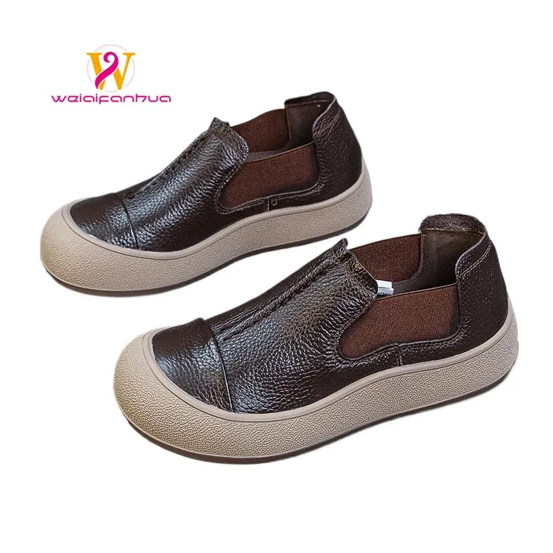 

Jiany Women's Shoes 2025 New Style Top Layer Cowhide Single Shoes, Women's Retro and Simple Flat Shoes, Casual Sports Shoes