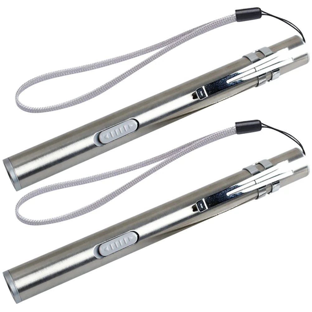 2Pcs USB Charging Medical Pen Light Stainless Steel Rechargeable Portable LED Inspection Medical for Nurse Doctor