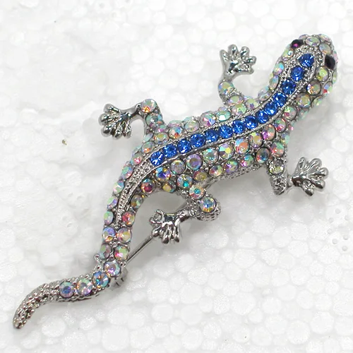 60pcs/lot Mixed Color(Can Notes Color)Wholesale Fashion Brooch Rhinestone Gecko Corsage Pin brooches C101100