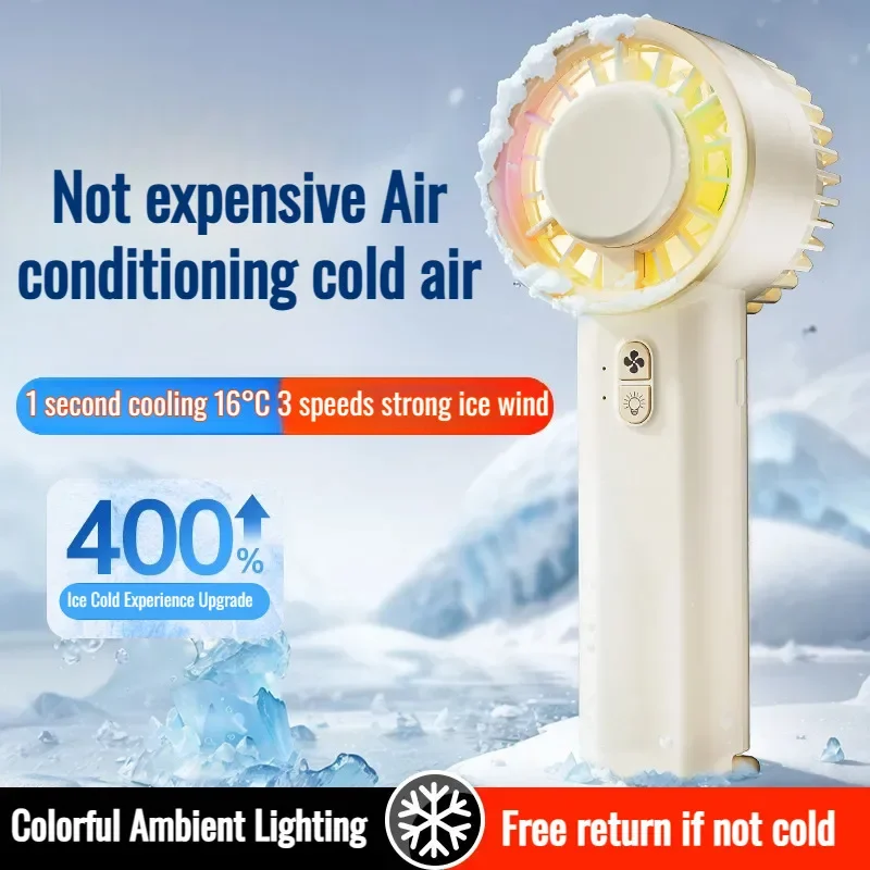 Nowy ręczny mini przenośny wentylator biurkowy USB z oświetleniem otoczenia