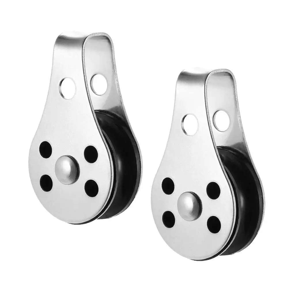 2pcs Rope Pulley Block 316 Stainless Steel Sheave for Marine Kayak Canoe Boat Sailing image 4