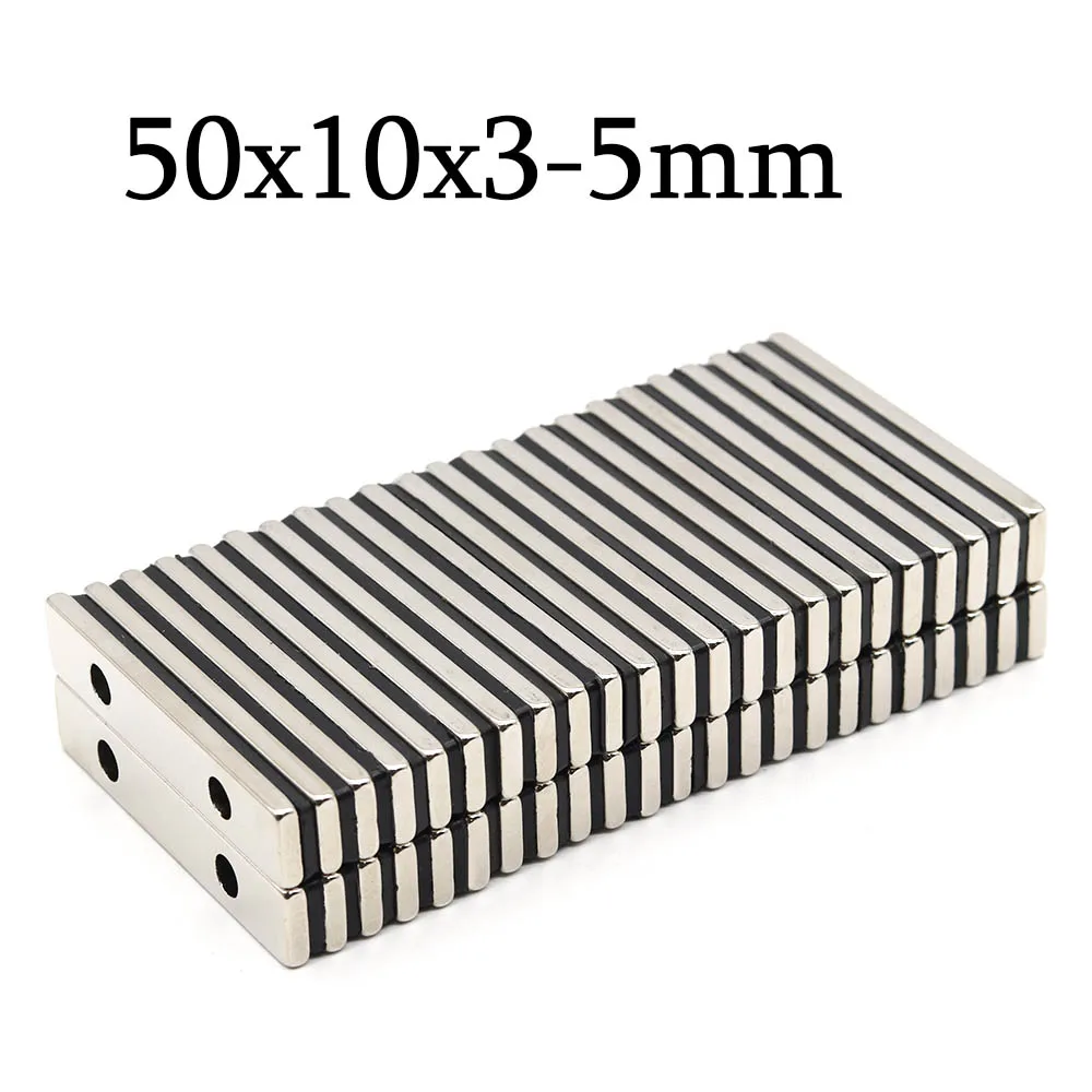 Anti Corrosion Metal Magnetic Neodymium Magnet Rectangular 50x10x3-5mm Durable Strong Suction for Home Storage