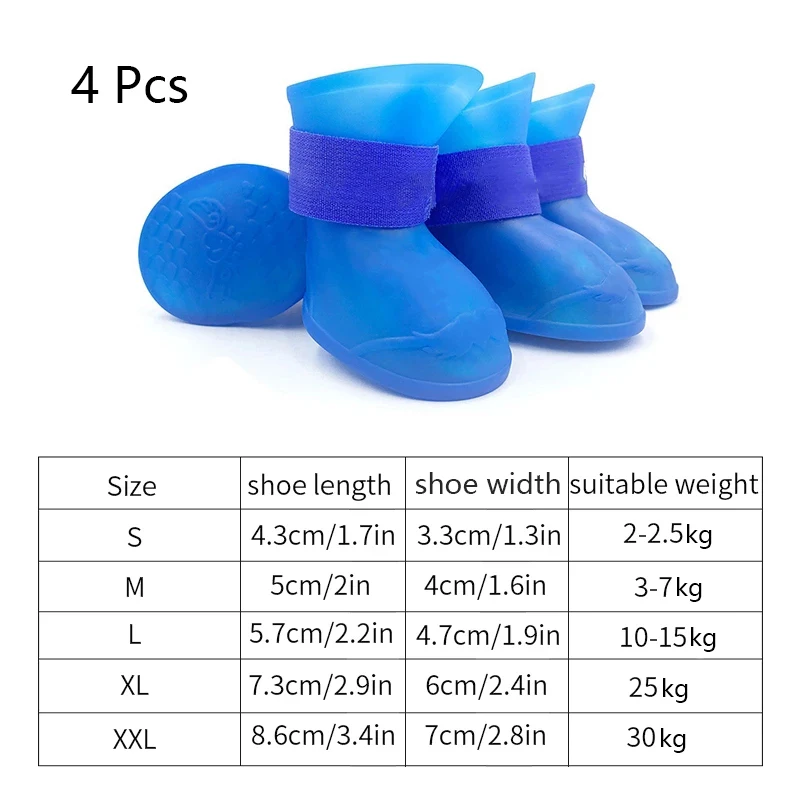 4Pcs สัตว์เลี้ยงกันน้ำ Rainshoe Anti-Slip ยาง Boot สำหรับสุนัขขนาดกลางขนาดเล็กแมวกลางแจ้งรองเท้าข้อเท้าสุนัขรองเท้าเครื่องประดับสัตว์เลี้ยง