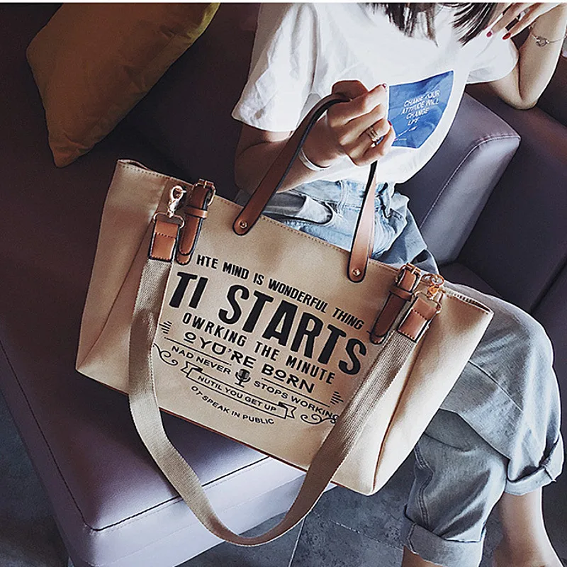 Luxury Design Crossbody Handbag Totes Female Vintage Large Capacity Messenger Bag For Women Fashion Canvas Shoulder Shopping Bag