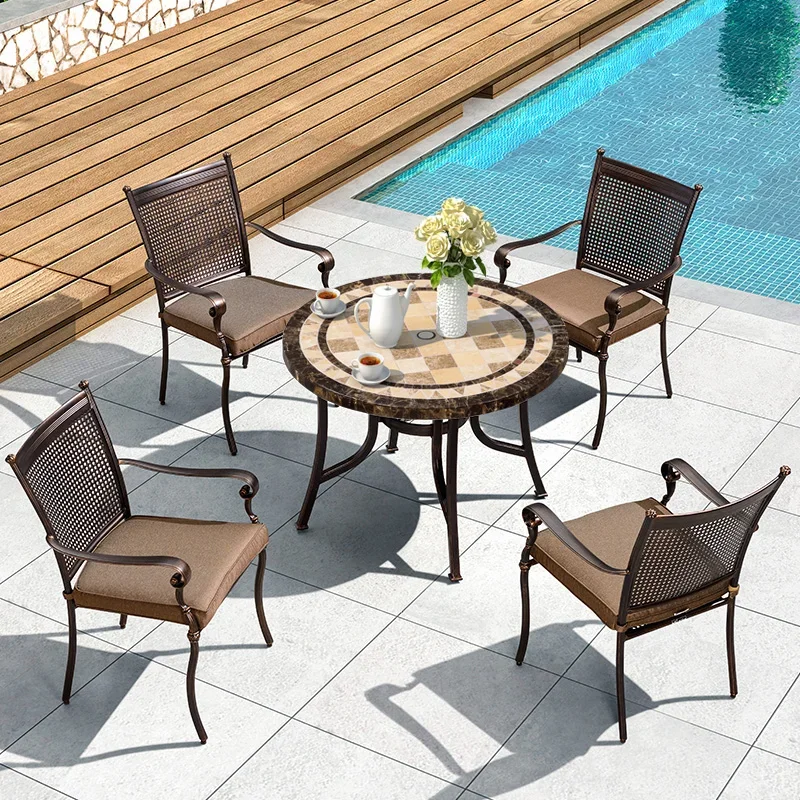 Outdoor cast aluminum tables and chairs outdoor courtyard dining table chairs balcony chairs balcony leisure garden iron seats