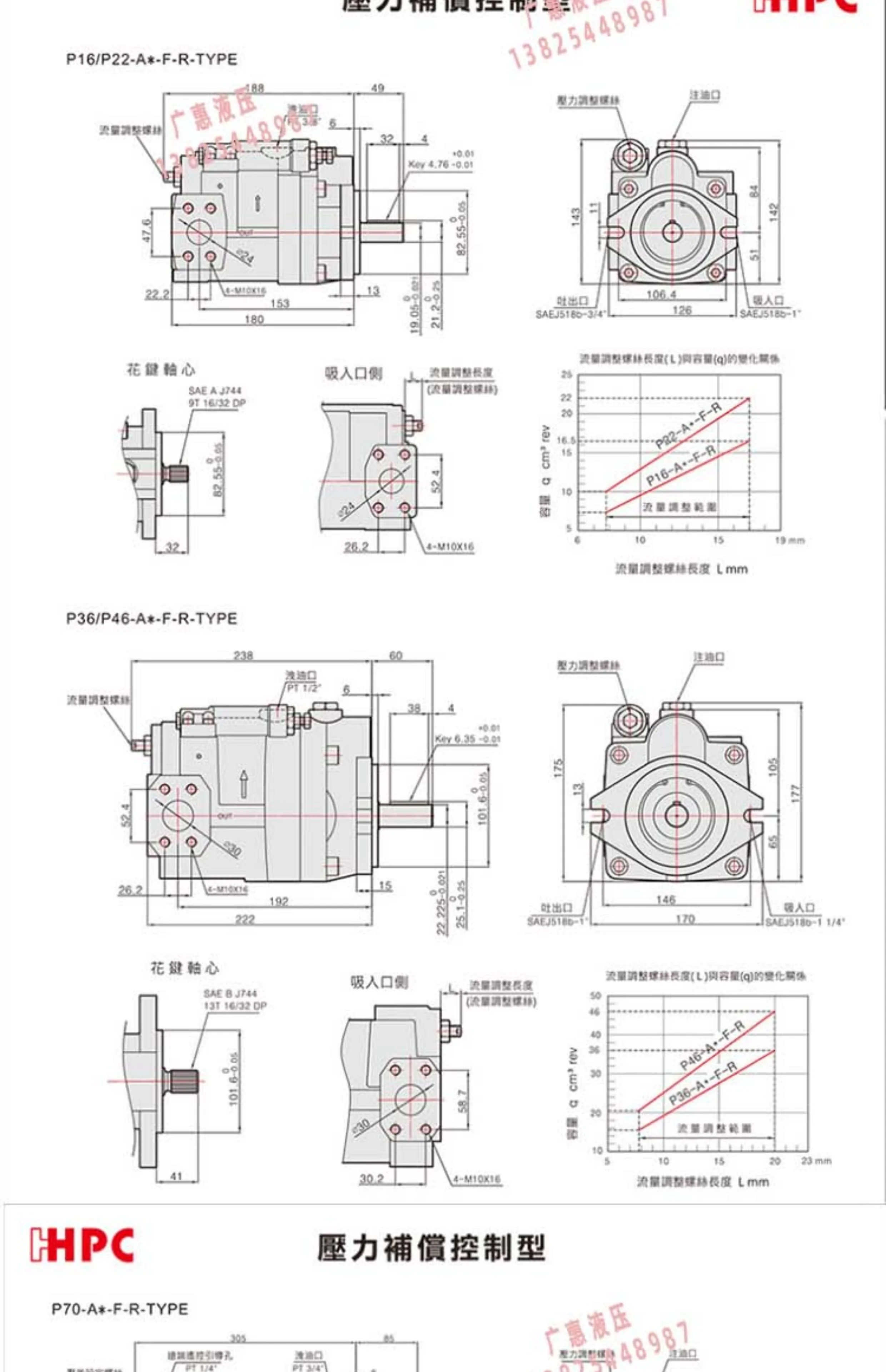 مضخة الزيت الهيدروليكي المكبس P08/16/22/36/46/70/100-A1/2/3-F-R-01