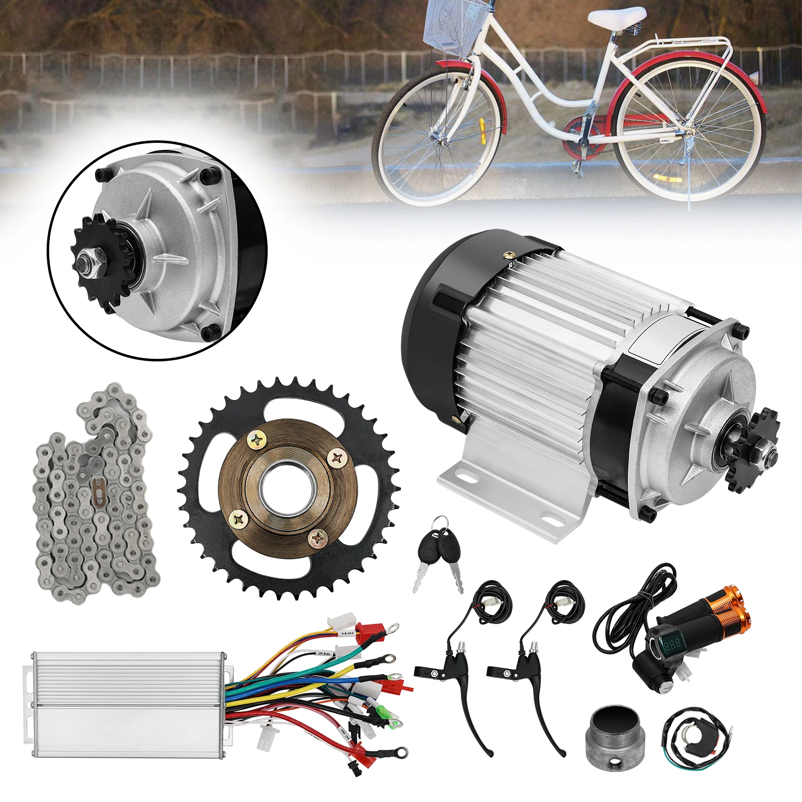 Electric Brushless Geared Motor Kit, 750W Electric Bicycle Trike Conversion Kit Tricycle Motor Kit, 3-Wheel Bike Gear Motor