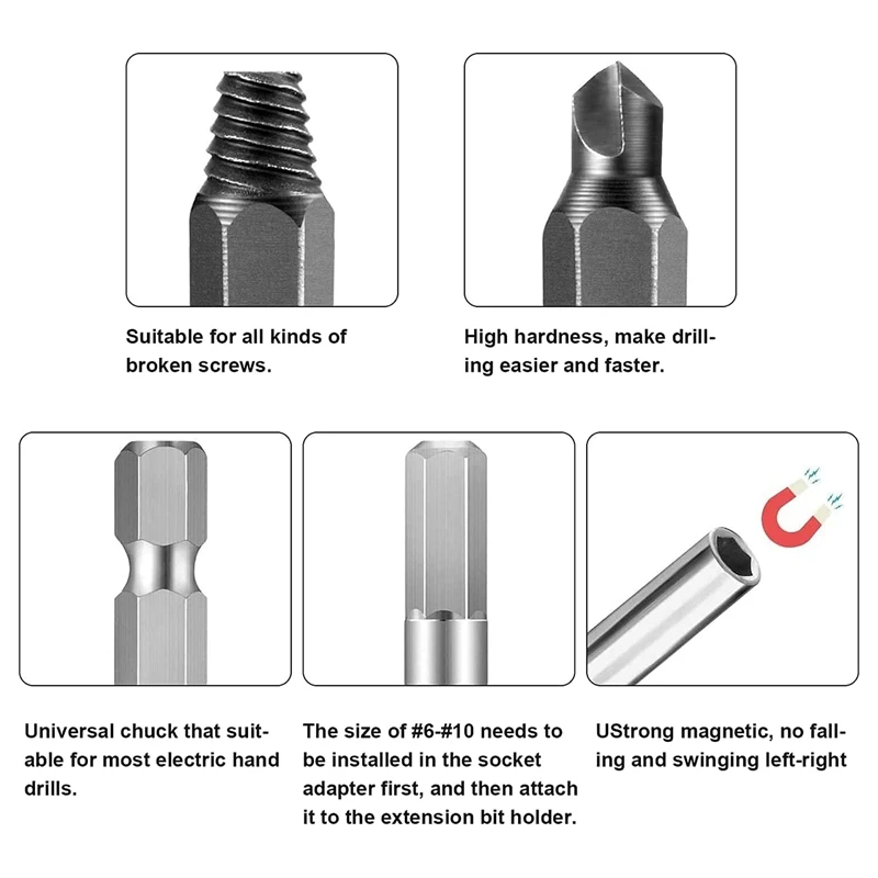 22 Piece Damaged Screw Extractor Kit, Easy Removal Stripped Screw Extractor Kit, Made Of H.S.S. 4341 , Hardness 62-63Hrc