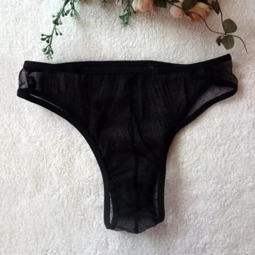 

Men Briefs Mid-rise Transparent High Stretch Breathable Lines Boxer Panties See-through Underwear Ice Silk Ultra-thin Briefs