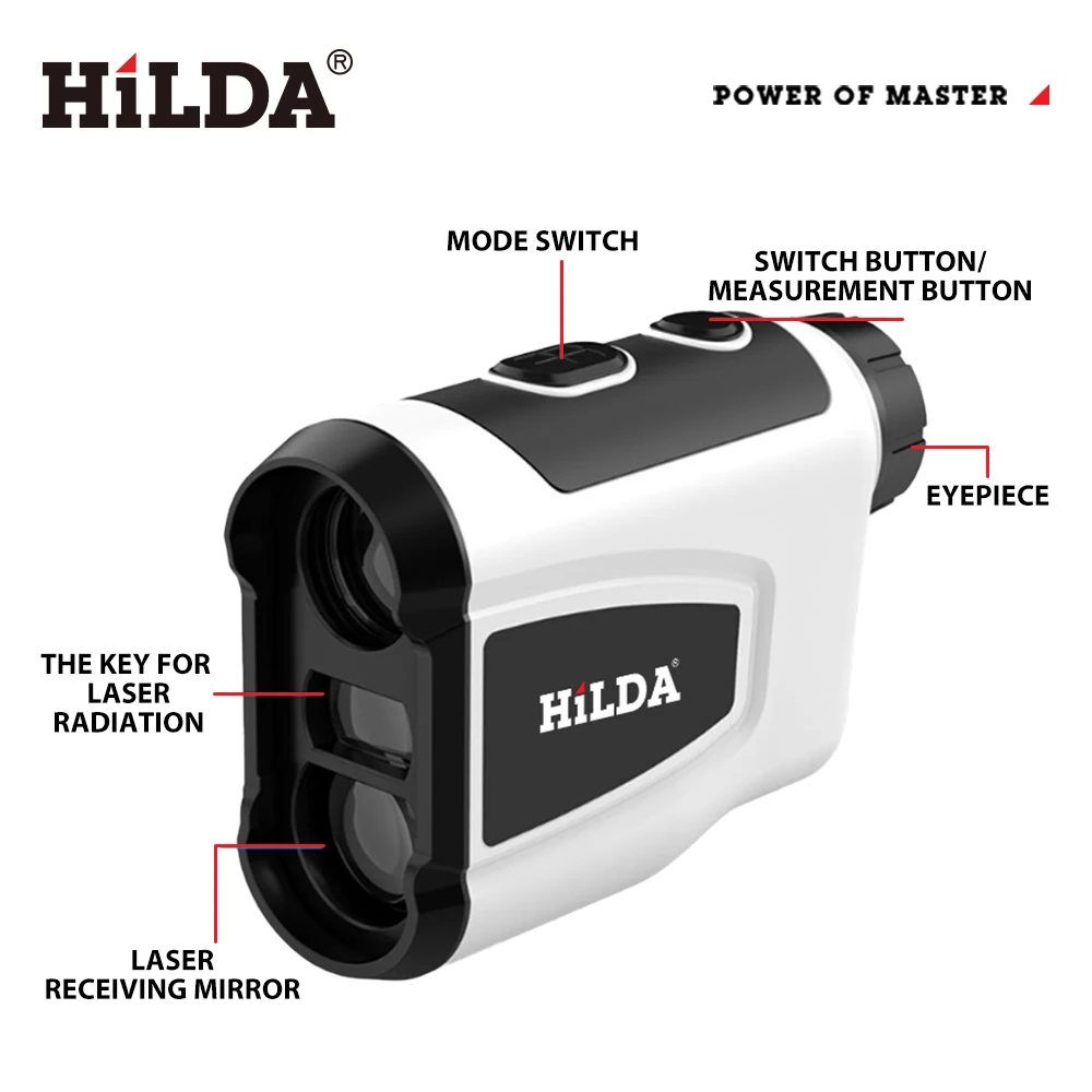 HILDA 800M Golf Laser Rangefinder 6X Monocular Slope Compensation USB Rechargeable Distance Speed Height Measuring Tool