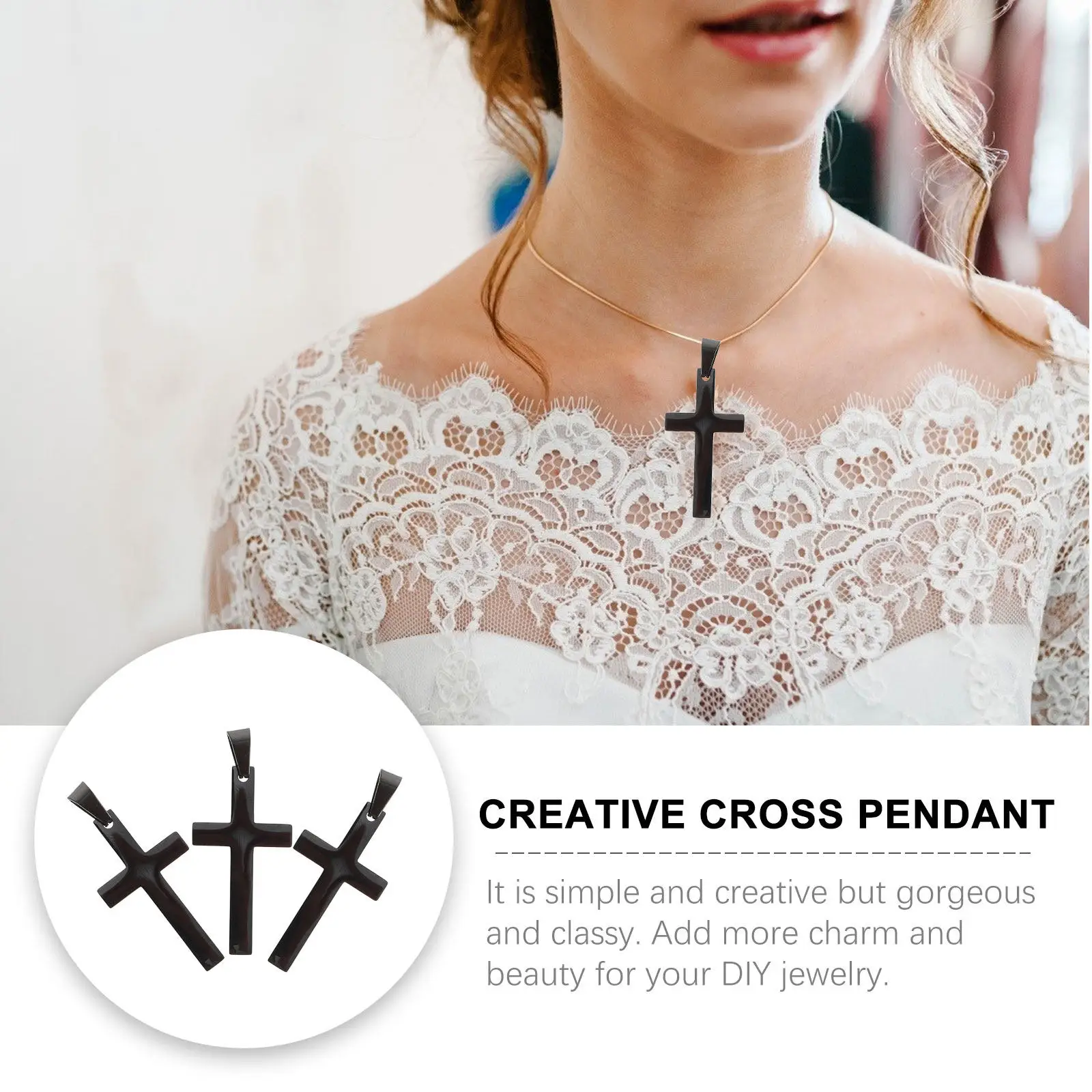 

3Pcs Necklace Cross Pendant Hanging Decorative Accessory for DIY Bracelet Dangle Key Chain Sweater Chain Ornament
