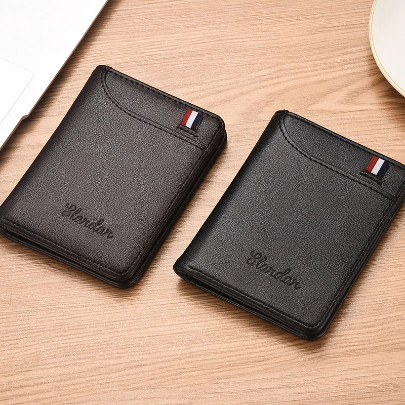 

2025 Mini Thin Men's Short Wallet New Style Card Holder Casual Coin Purse Pouch Short PU Leather Cards Holder Wallet Money Bags