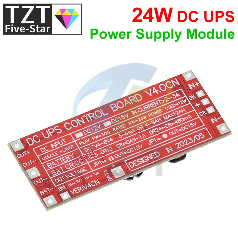 Imagem -06 - Tzt-ups Power Supply Module Uninterruptible Power Control Board Carregamento Step up Proteção dc 12v 15v 24w 1a 2s V4.0cn