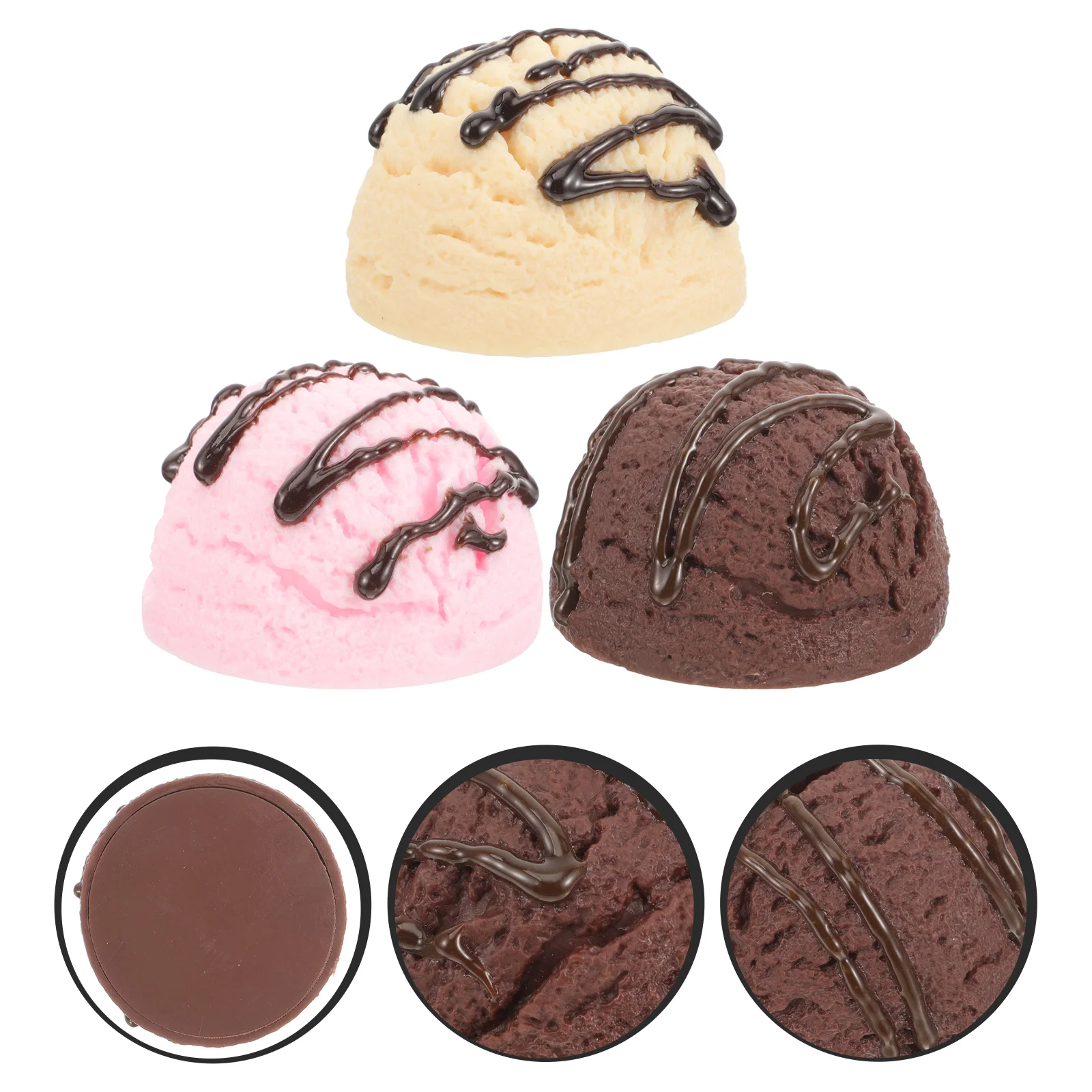 

3 Pcs Pvc Simulated Ice Cream Ball Model Window Display Ornaments Party Decoration Photography Props Faux Balls Toys Favor Fake
