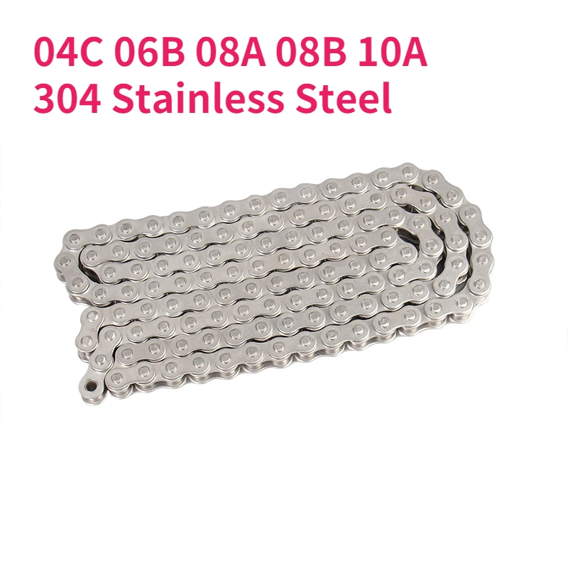 1/1.524/5Meter 304 Stainless Steel Short Pitch Roller Chain Industrial Transmission Chain 04C 06B 08A 08B 10A