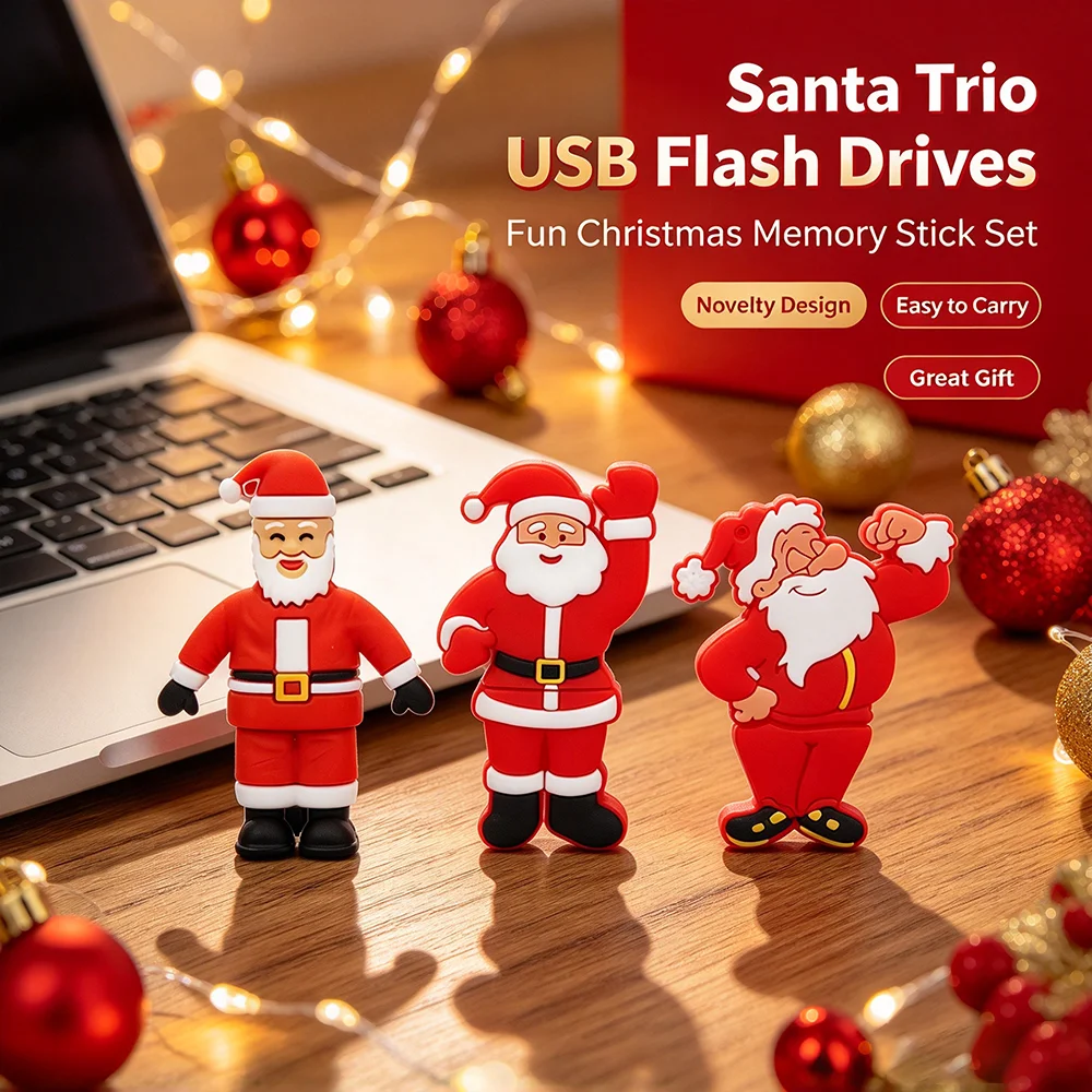 Cartoon Santa Claus Style USB2.0 Flash Drive Christmas Tree Pen Drive 32GB Flash Usb Stick 4GB 8GB 16GB 64GB High Speed Pendrive