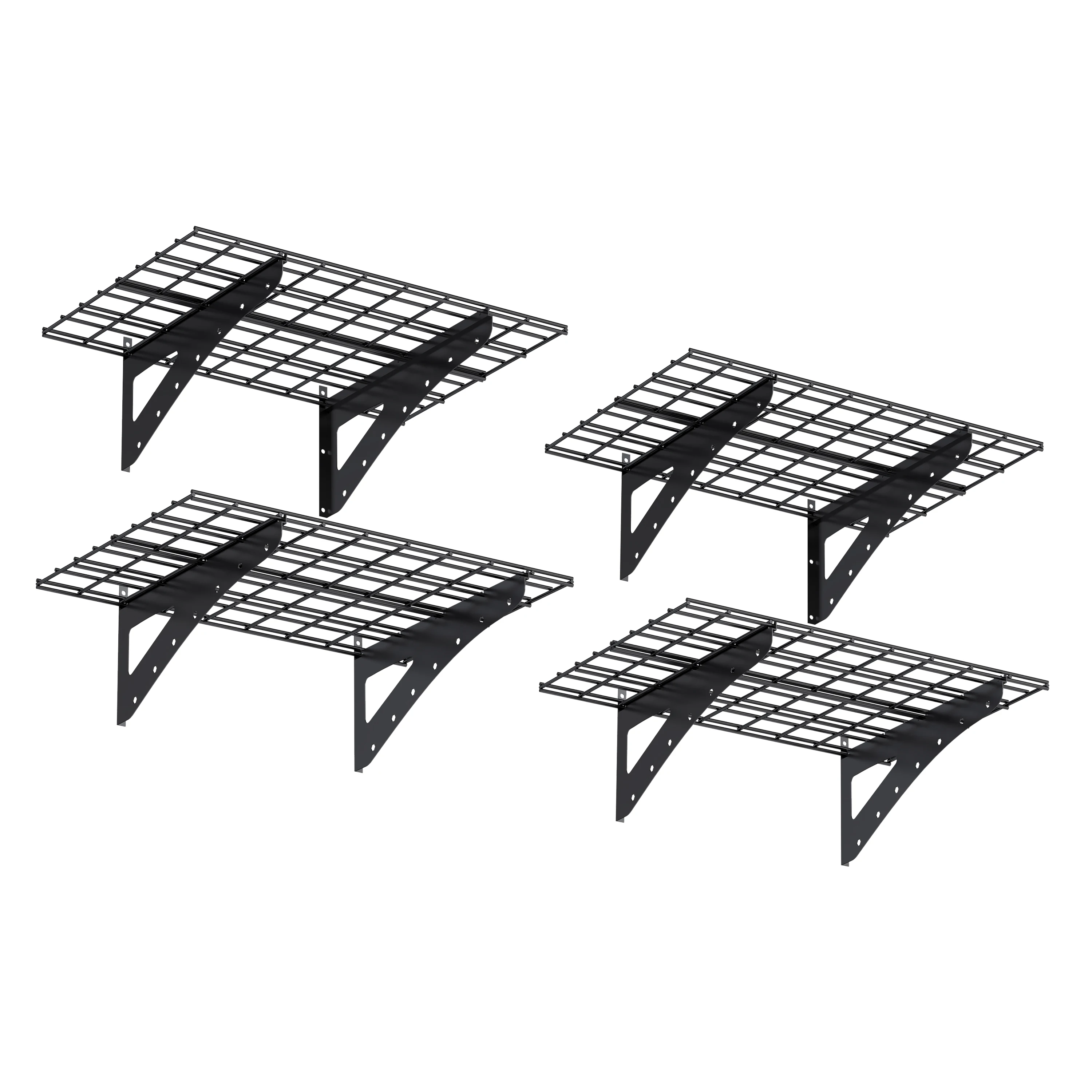 23.6*35.4 Inch Wall Mounted Wall Shelf for Garage Heavy Duty Wall Shelf, Supermarket Storage Shelf, Black, 4-Pack