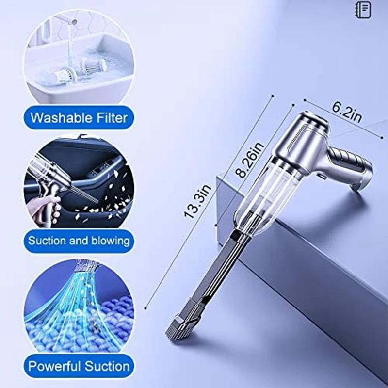 コードレス車用掃除機,ミニポータブル掃除機,黒,コードレス,12000Pa,高出力