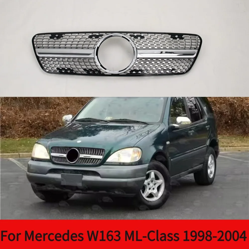 For Mercedes W163 ML-Class  1998-2004 ML320 ML350 ML270 ML400 ML430  Front Upper Bumper Center Grille Radiator Tuning