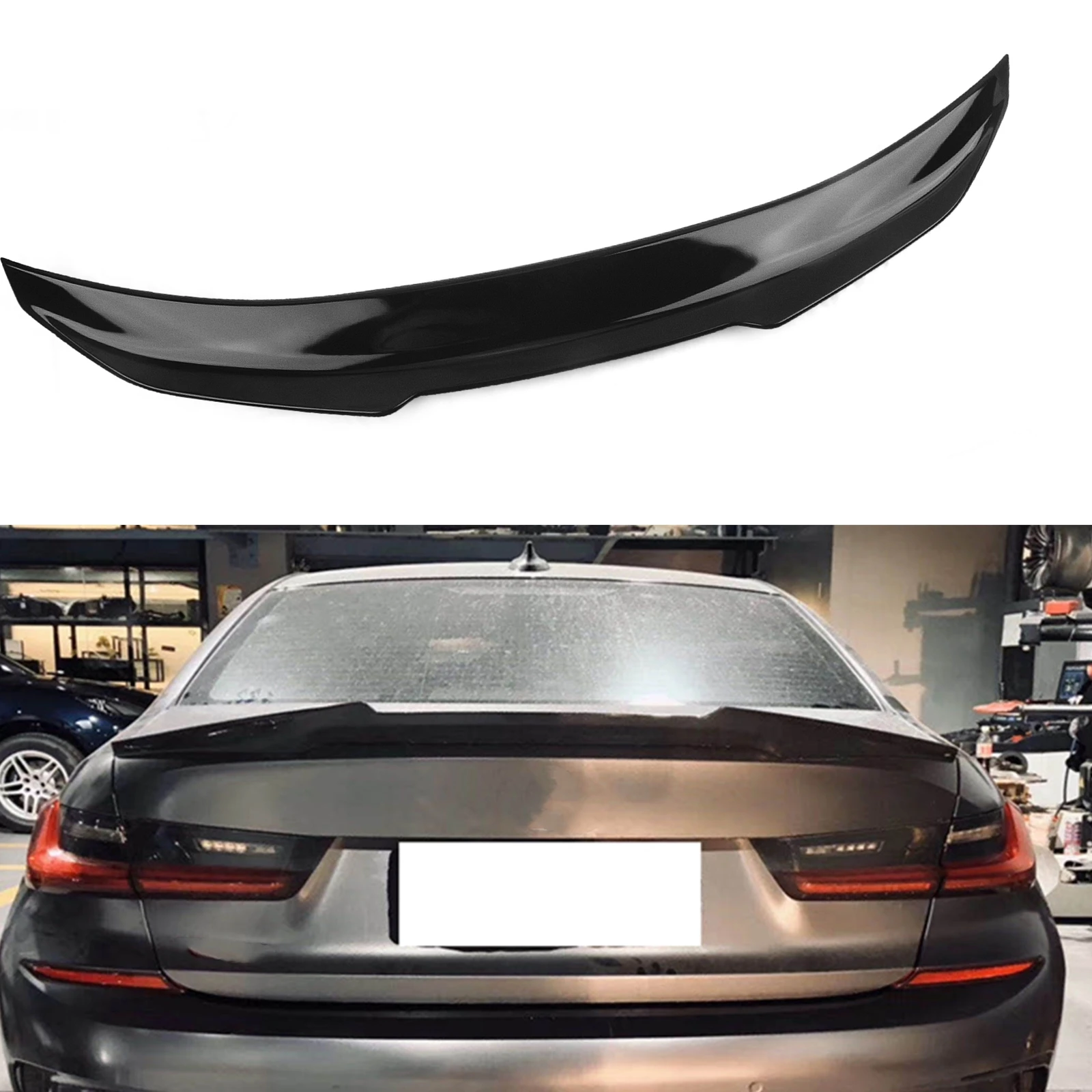 

Rear Spoiler Wing For BMW G20 330i G80 M3 2019-2024 M340i PSM Gloss Black/Carbon Fiber Look Car Trunk Lid Splitter Lip Flap Trim