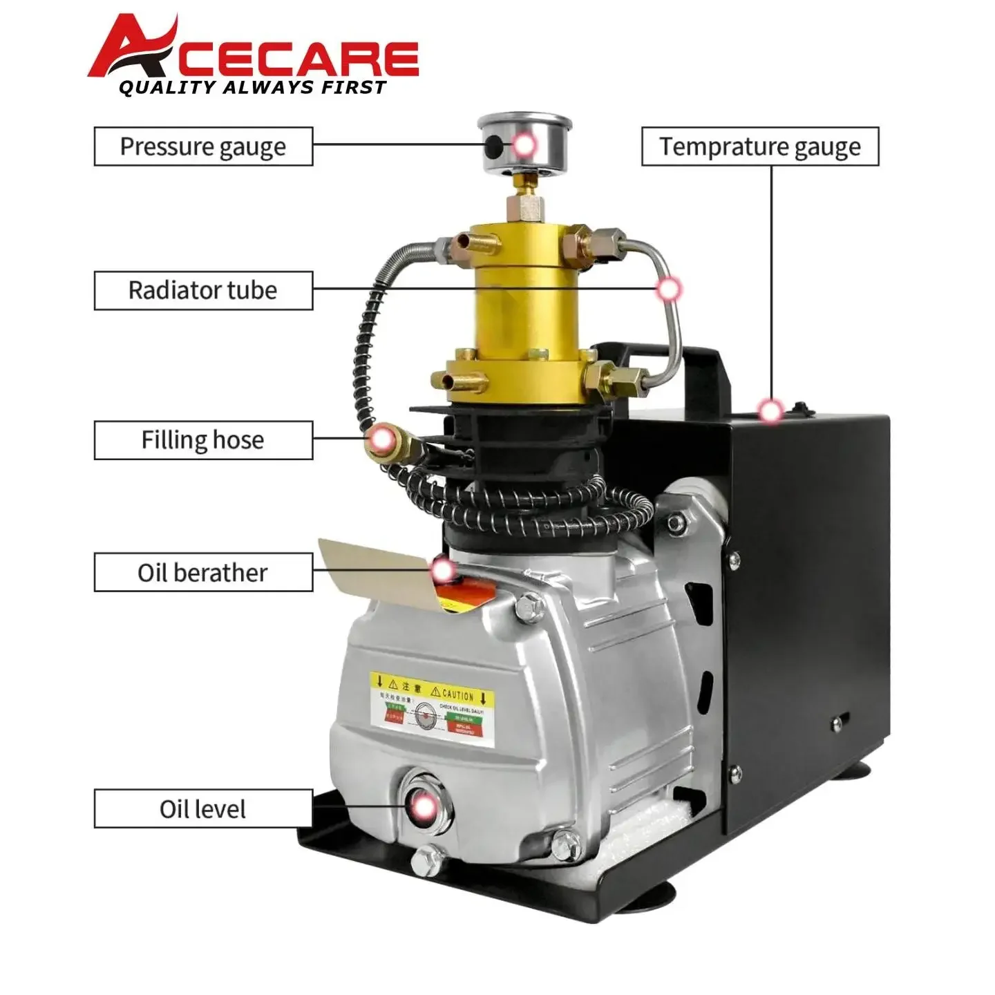 ACECARE TXES031 4500Psi 300Bar PCP Air Compressor Electric High Pressure Compressor Scuba Diving Tank Filling 220V/110V