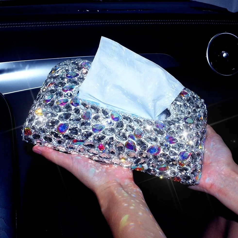 Bling Crystal Facial Car Tissue Box Holder  Napkin for Home Office Napkins Dispenser Diamond Car Assessoires Interior for Woman