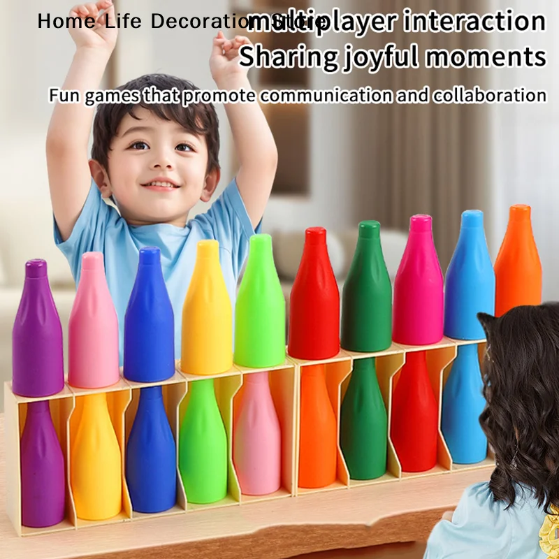 Children's Fun Beverages Color Match Toys 10/20bottles + Base, Early Childhood Guessing Game Memory Training Interactive Puzzle