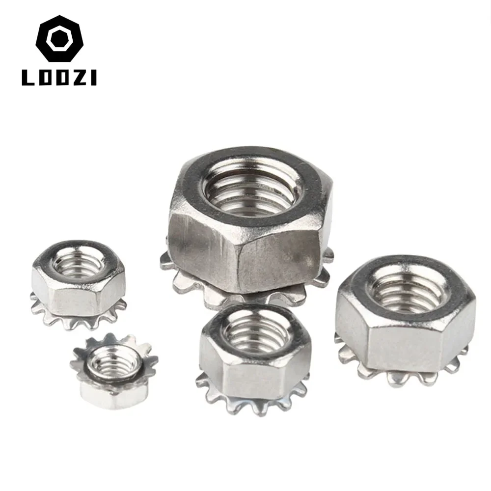 K Lock Nut M3 M4 M5 M6 M8 304 Stainless Steel Kep Multi-Gear Hexagon Nuts Toothed Polydentate Hex K-Lock Nut