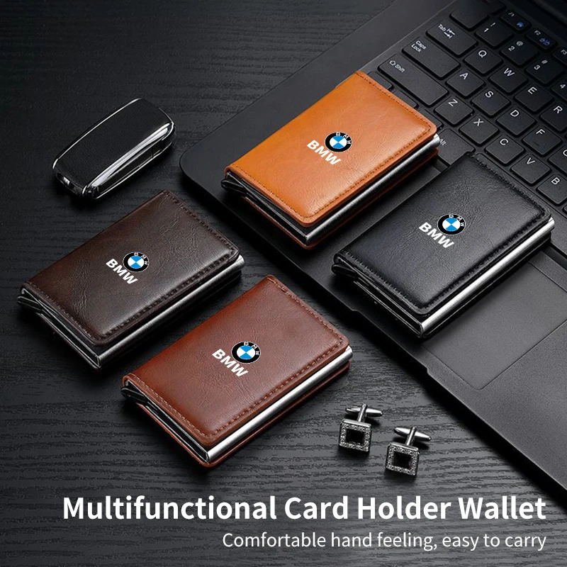 Men Wallet ID Credit Card Holder Mini RFID Wallet Automatic Pop up Bank Card Case For BMW E46 E90 E60 F30 E30 G30 E53 F31 G20