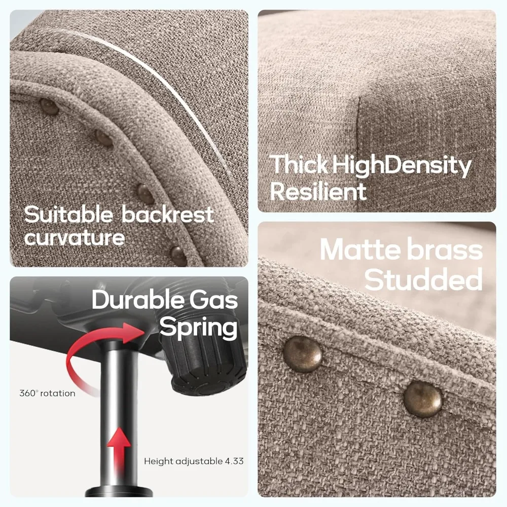 

Upholstered Armless Office Chair with Wooden Legs, Modern Adjustable Home Office Desk Chair Computer Chair Swivel, Customized