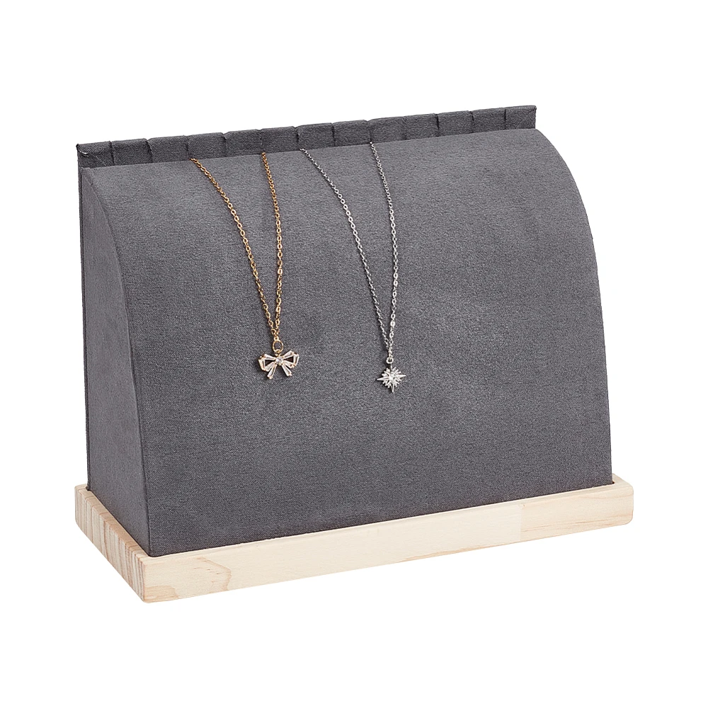 Velvet Jewelry Display Stand Wood Neckalce Bracelet Showcase Chain Pendant Storage Holder for Home Retail Store Trade Show