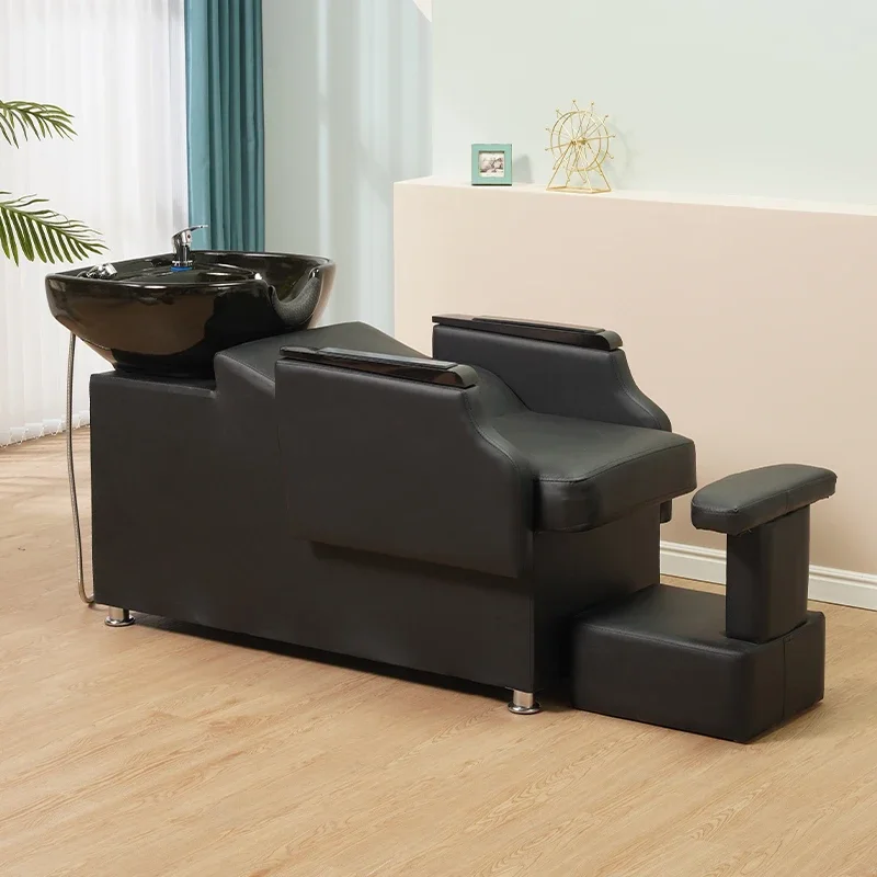 

Beauty Hair Washing Bed Massage White Barber Simple Shaving Chair Shampoo Styling Japanese Spa Head Bed Hairsalon Furniture