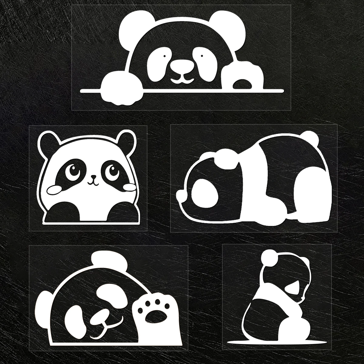 

5PCS/SET 8CM Cute Panda Reflective Car Stickers Decor Moto Helmets Motorcycle Auto Body Windshield Fuel Tank Accessories Decal