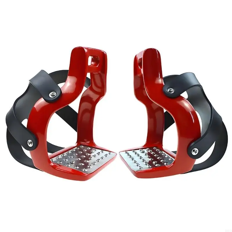 1 Pair High Performances Equestrian Stirrups Polishing Aluminum Horse Riding Stirrups With Antislip Pedals For Comfortable 69HD