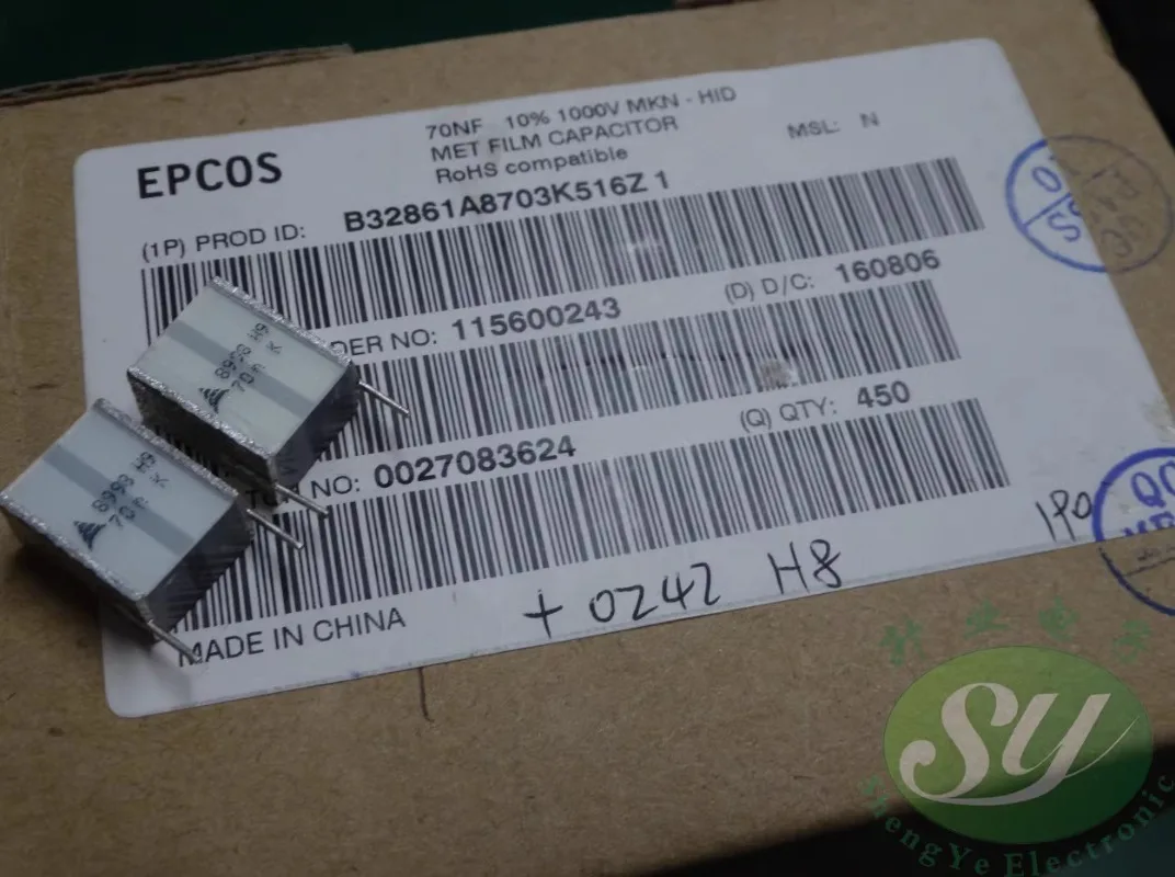 

5PCS EPCOS 0.07uf/1000v 70nf 703 New layer cake film capacitor B32861A8703K516Z1