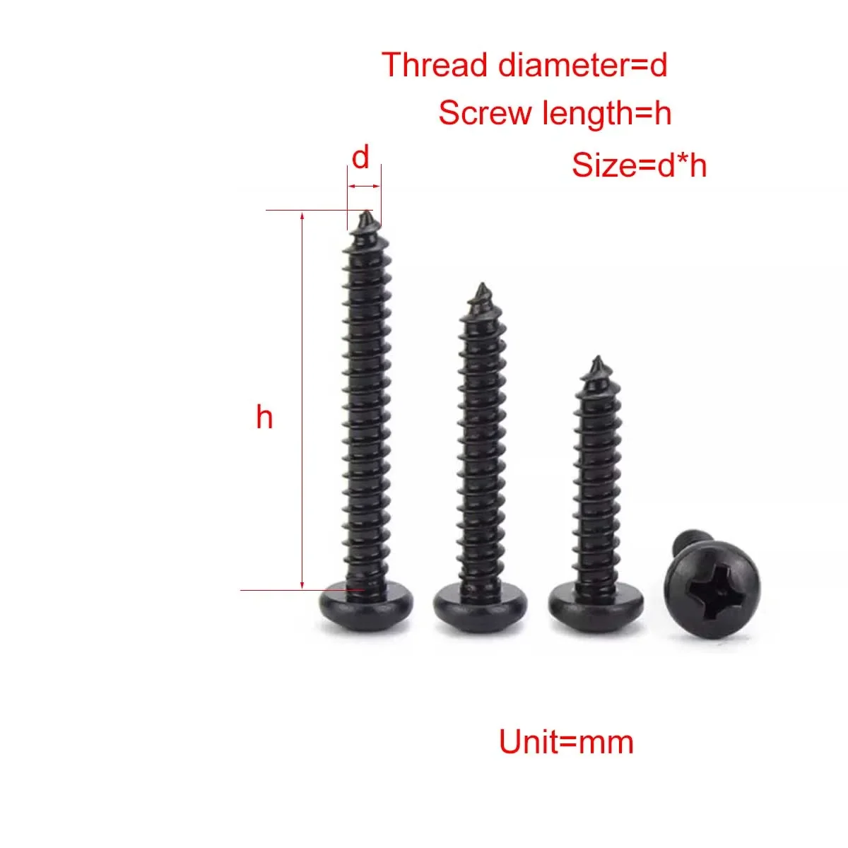 

304 Stainless Steel Gb845 Cross Pan Head Self Tapping Screw Round Head M2M2M2.6M3M4M5M5.5M6.3