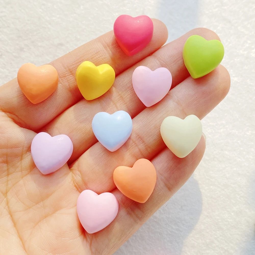30pcs Glitter Resin Colorful Mini Cute Heart Shape Nail Art Flatback Rhinestone Applique DIY Wedding Scrapbook Decor Craft