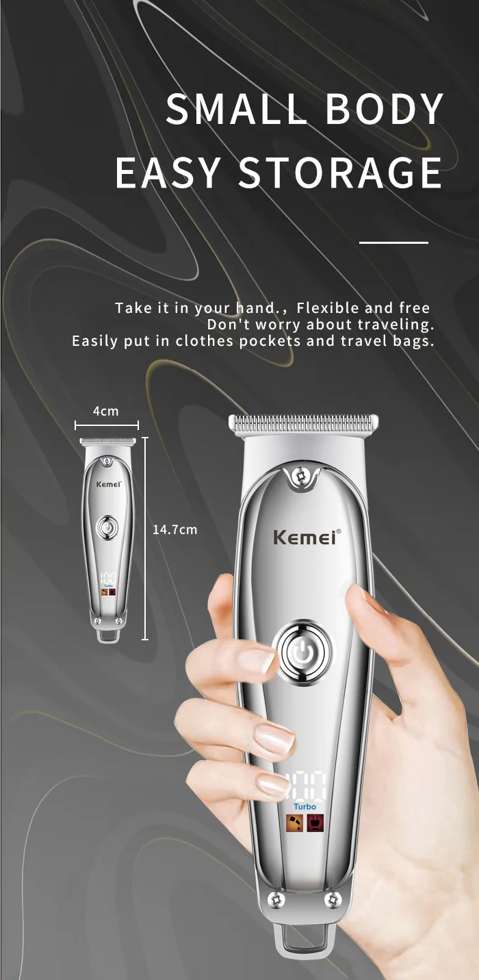 Kemei KM-637 USB Charging Stainless Steel Haircut Set  Professional Hair Cut Machine Hair Trimmer with LED Display Tondeuse T9