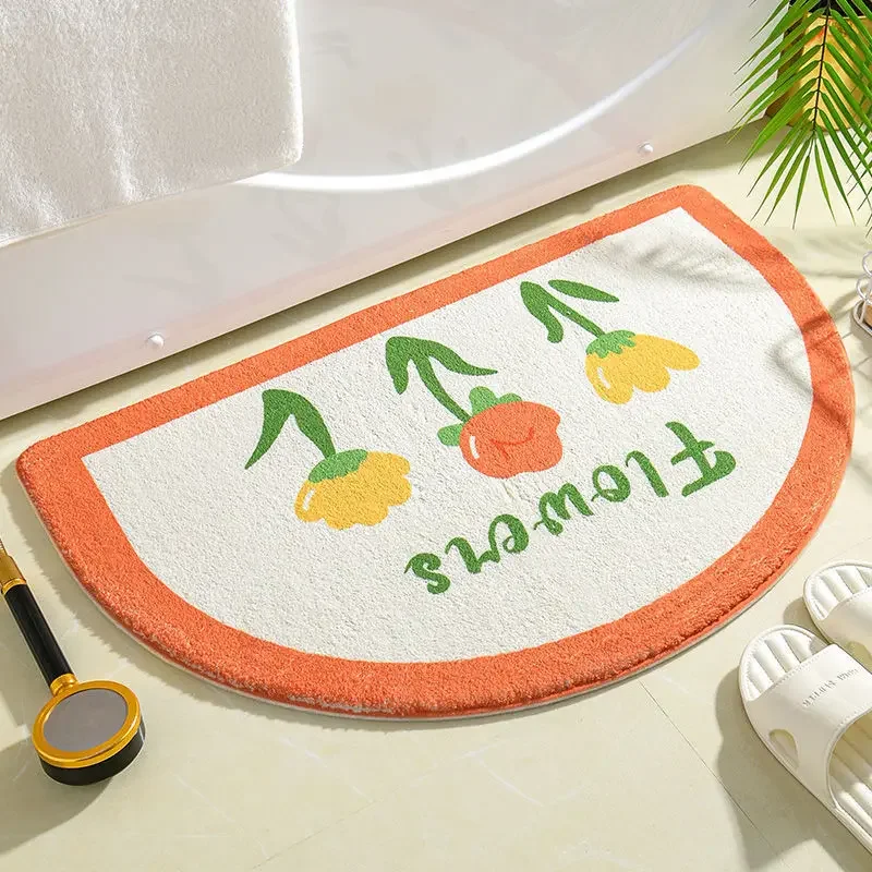 Semicircle Washroom Floor Mat Anti-slip Bath Mat Water Absorption Carpets for Bathroom Toilet Soft Rugs Bedroom Bathroom Doormat