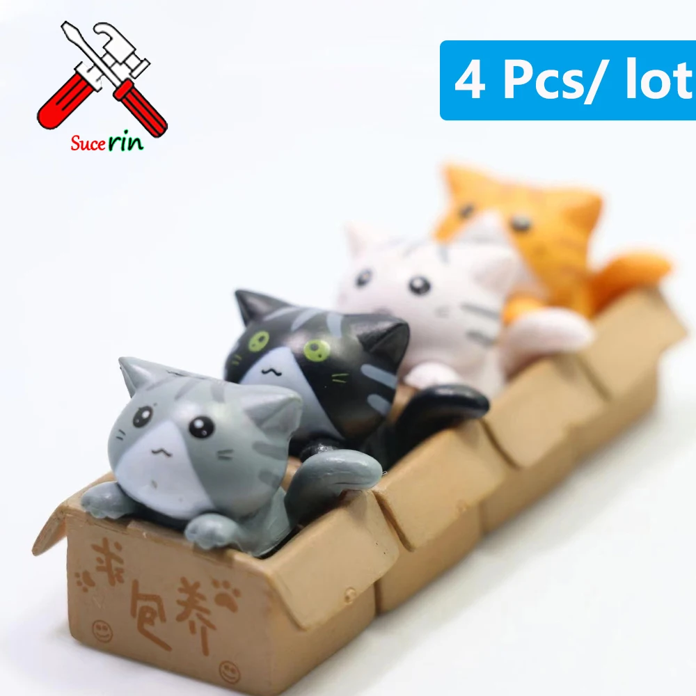 1/4Pcs Mini Kawaii Cat Ornament Garden Kitten Statue Gift Kids Children Baby Room Decoration Toy Miniature Figurines Home Decor