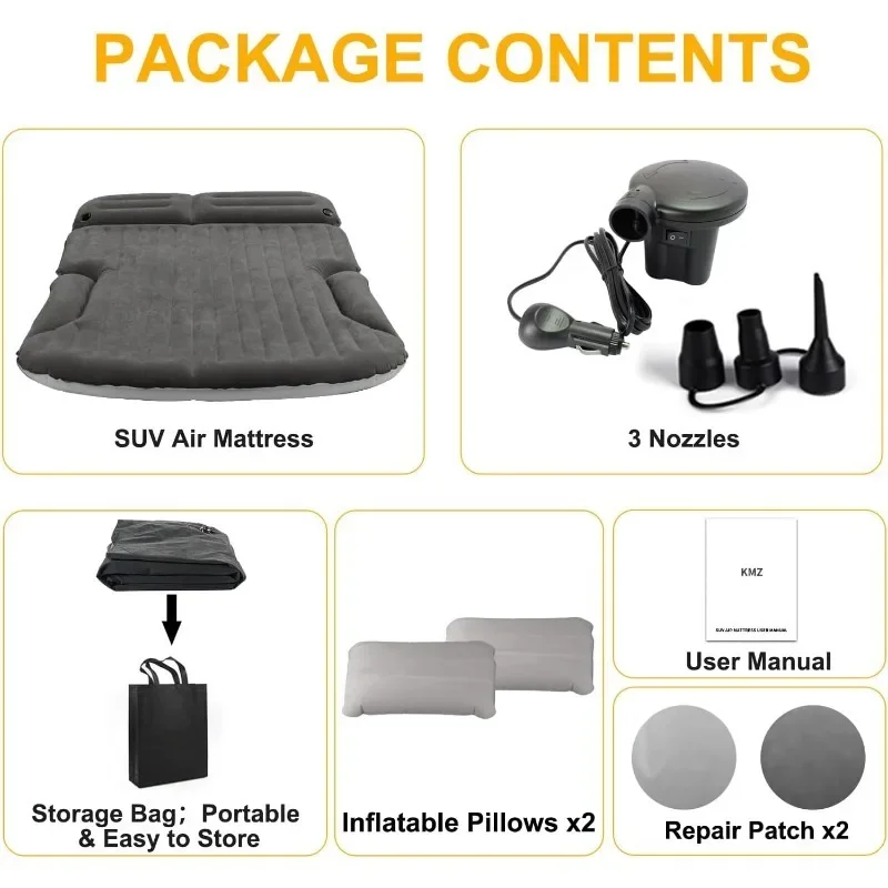 سرير تخييم للسفر متدفق على الوجهين مع وسادتين ومضخة كهربائية وسرير متنقل مخصص قابل للنفخ