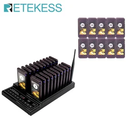 RETEKESS T112 Restaurant Pager Wireless Calling System 30 Coaster Vibrator Receivers 3 Prompt Modes For Cafe Food Court Clinic