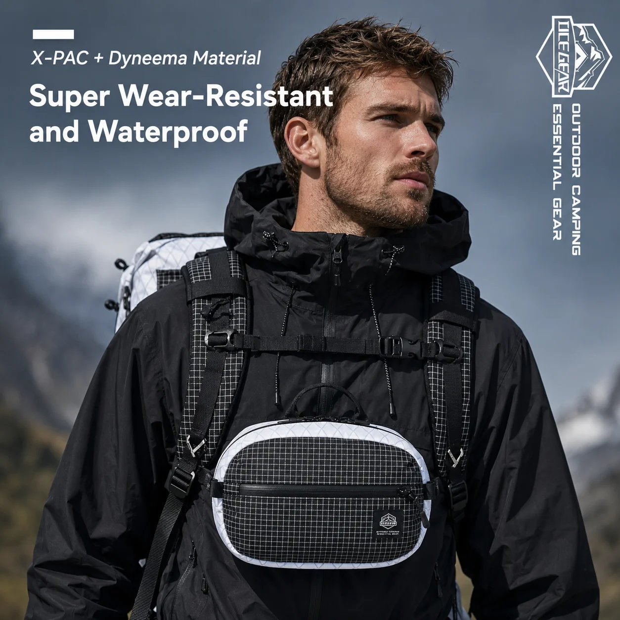 Bolsa Multifuncional X-PAC&Dyneema para Atividades ao Ar Livre, Leve e Impermeável, Mochila Tática para Caminhadas