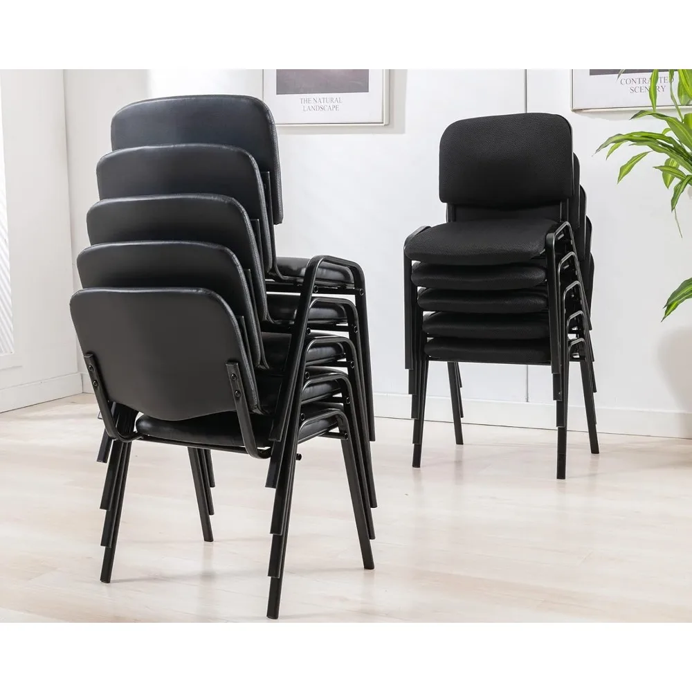 Lot de 10 fauteuils empilables en maille noire, chaises de réception avec table rabattable, chaise pour salle de réunion scolaire