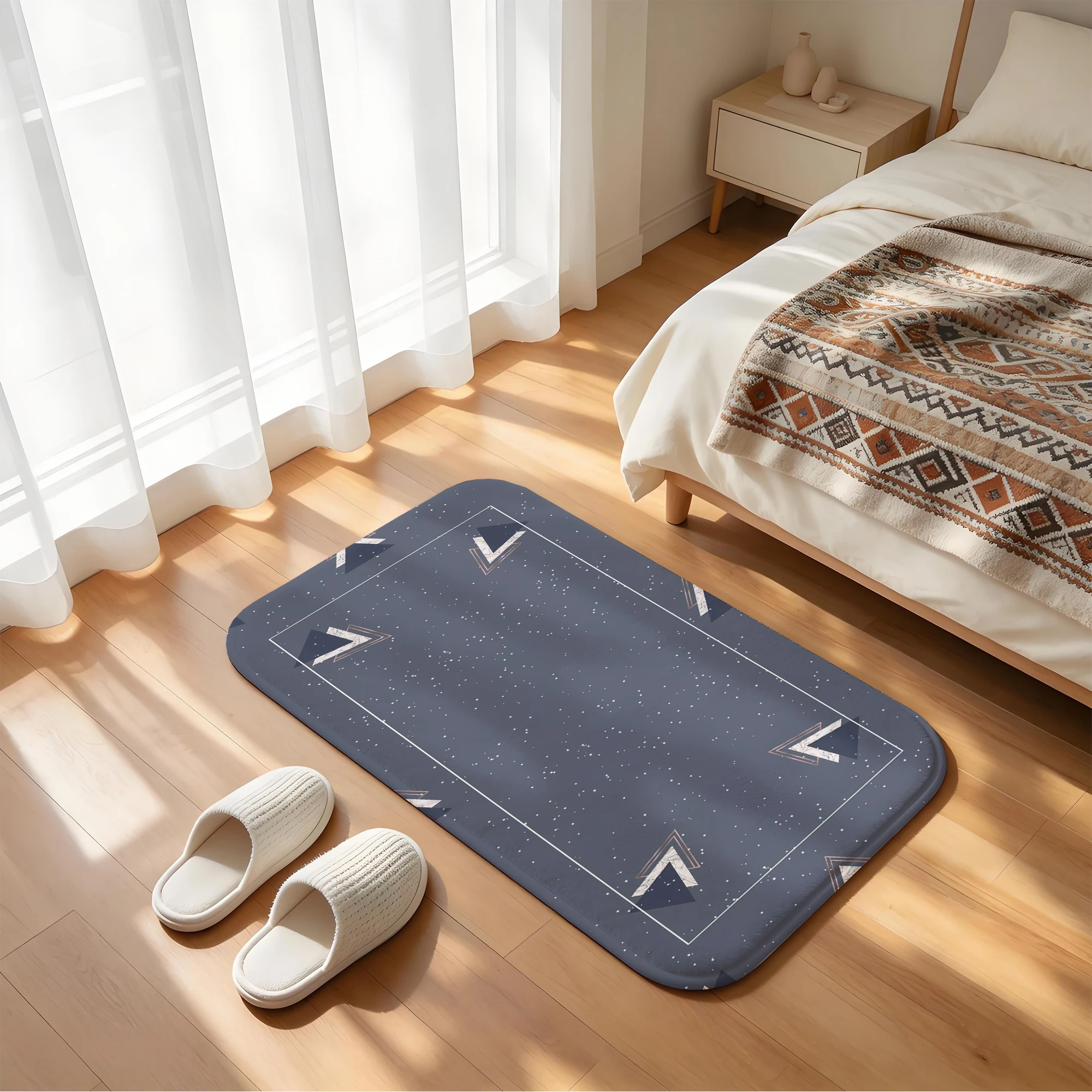 Modern Geometric Starry Door Mat Navy Blue Minimalist Non-Slip Water Absorbent Bathroom Rug Carpet Home Decor