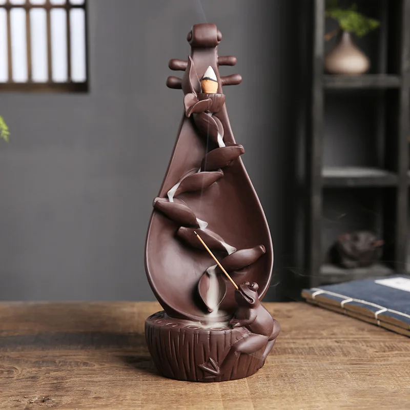 Pipa Backflow Incense Burner Purple Clay Creative Home Indoor Living Decoration One Piece Dropshipping