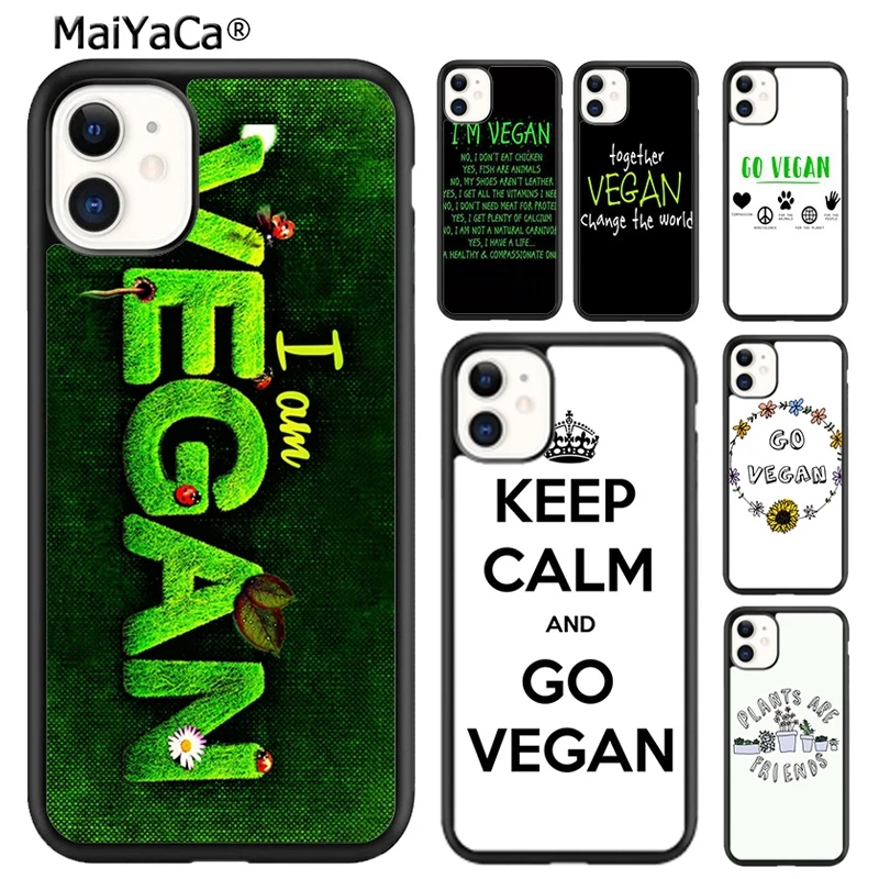 MaiYaCa Vegan Vegetarian Quote Phone Case For iPhone 16 15 SE2020 6 7 8 plus 11 12 mini 13 14 pro max shell  coque