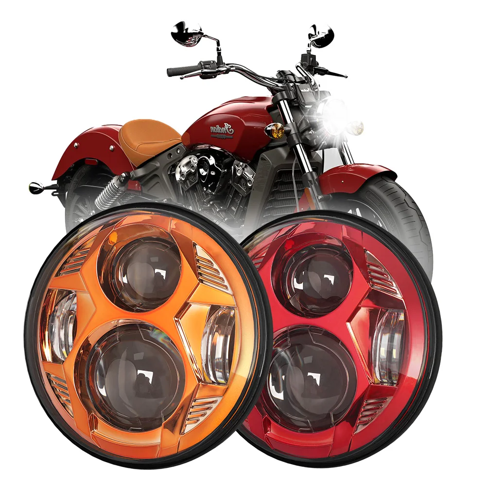 

Motorcycle Lighting System 50W Headlamp DRL Halo Ring High Low Beam 5.75 Inch Motorcycle Led Headlights For Harley
